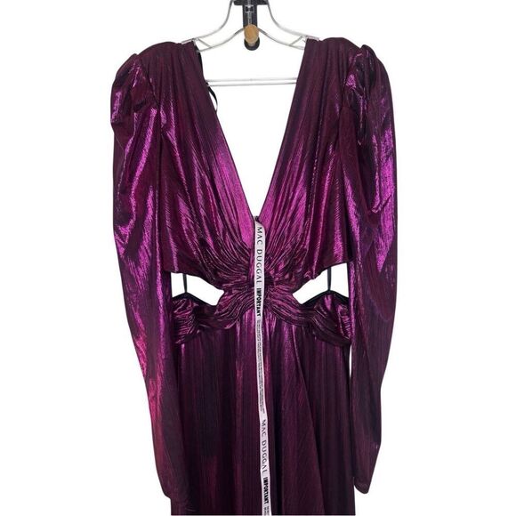 NWT IEENA For Mac Duggal Princess Sleeve Metallic Cut Out Gown Style 27060 Size - Picture 11 of 14